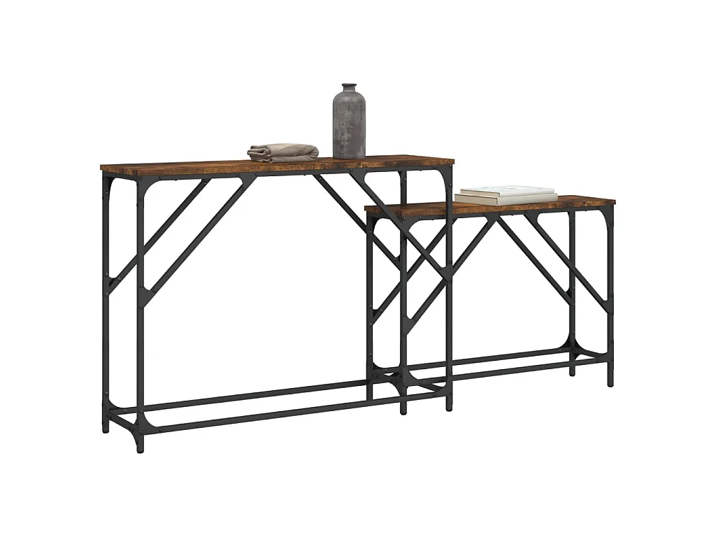 Tables console gigognes 2 pcs chêne fumé bois d'ingénierie