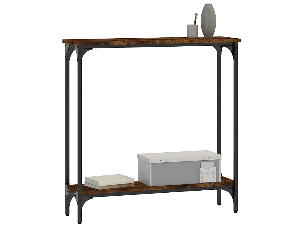 Table console chêne fumé 75x22,5x75 cm bois d'ingénierie
