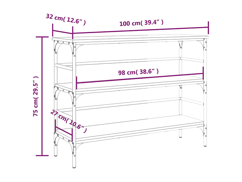 Konsolentisch Schwarz 100x32x75 cm Holzwerkstoff
