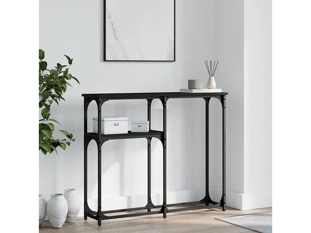 Tavolino Consolle Nero 90x22,5x75 cm in Legno Multistrato