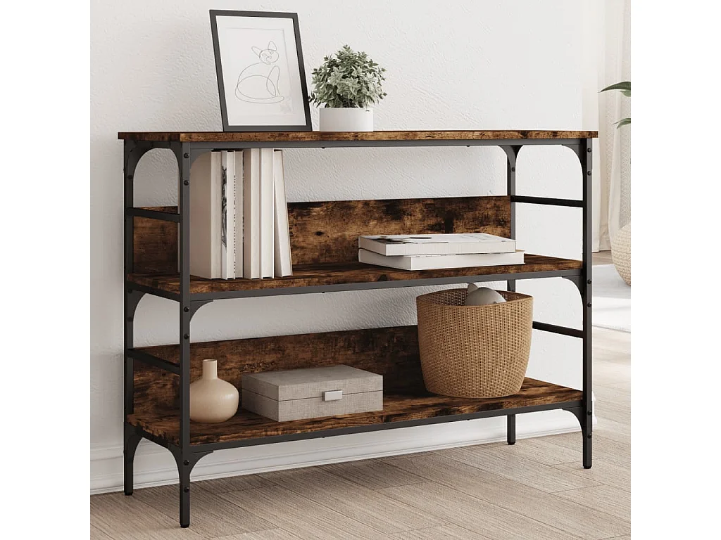 Mesa consola madera de ingeniería roble ahumado 100x32x75 cm