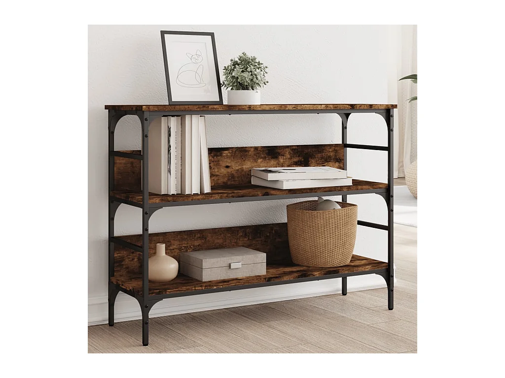 Table console chêne fumé 100x32x75 cm bois d'ingénierie