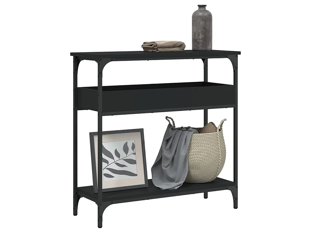 Konsolentisch mit Ablage Schwarz 75x29x75cm Holzwerkstoff