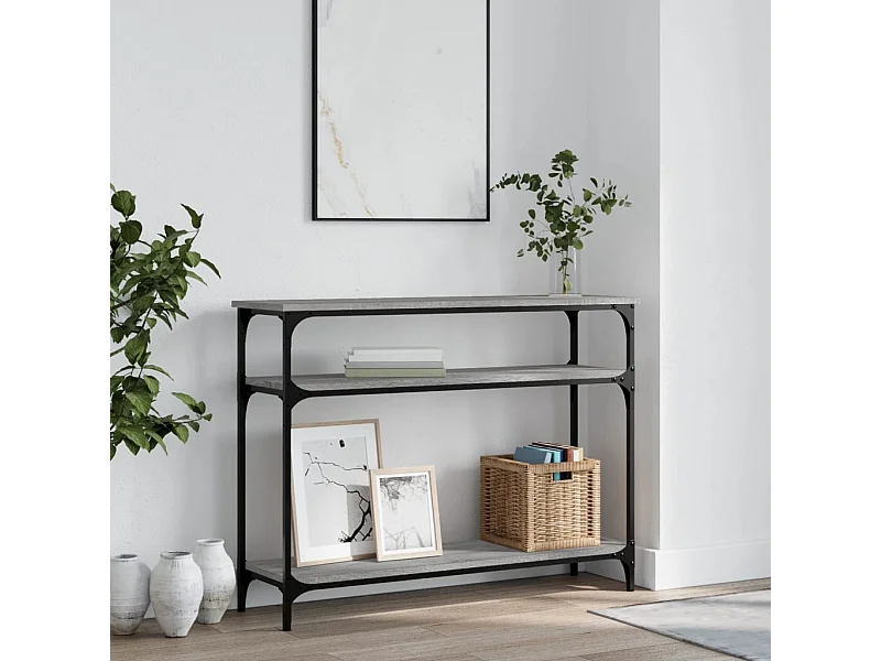 Table console sonoma gris 100x29x75 cm bois d'ingénierie