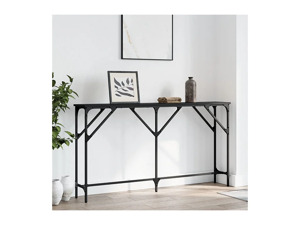 Mesa consola madera de ingeniería negro 140x23x75 cm