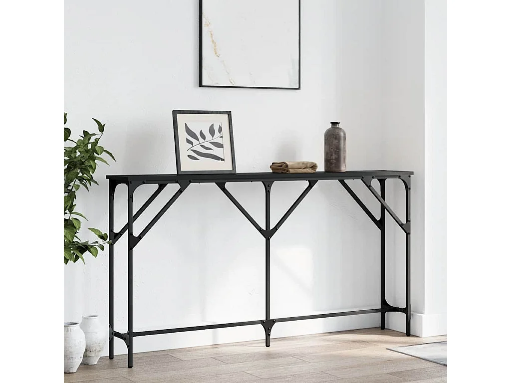 Tavolino Consolle Nero 140x23x75 cm in Legno Multistrato