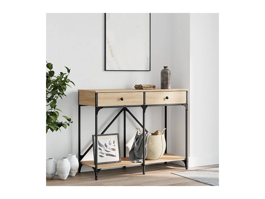 Table console chêne sonoma 100x39x78,5 cm bois d'ingénierie