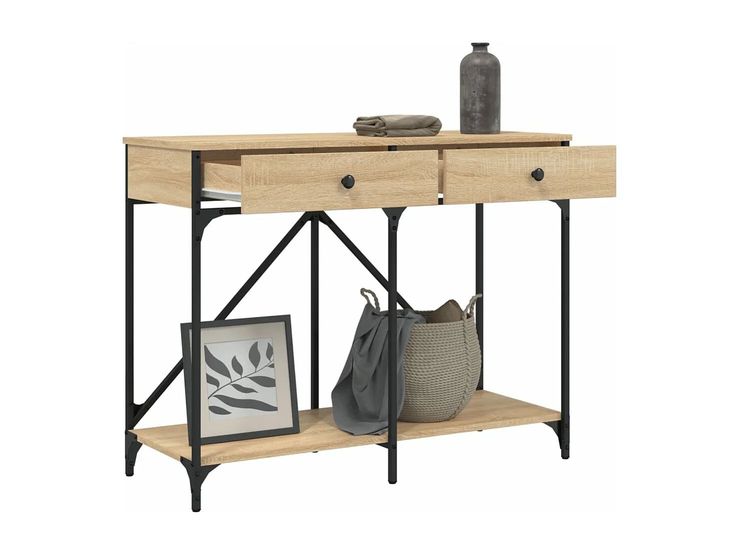 Mesa consola 100x39x78,5 cm derivados madeira carvalho sonoma