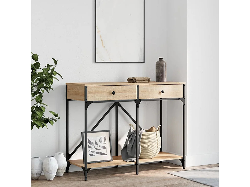 Table console chêne sonoma 100x39x78,5 cm bois d'ingénierie