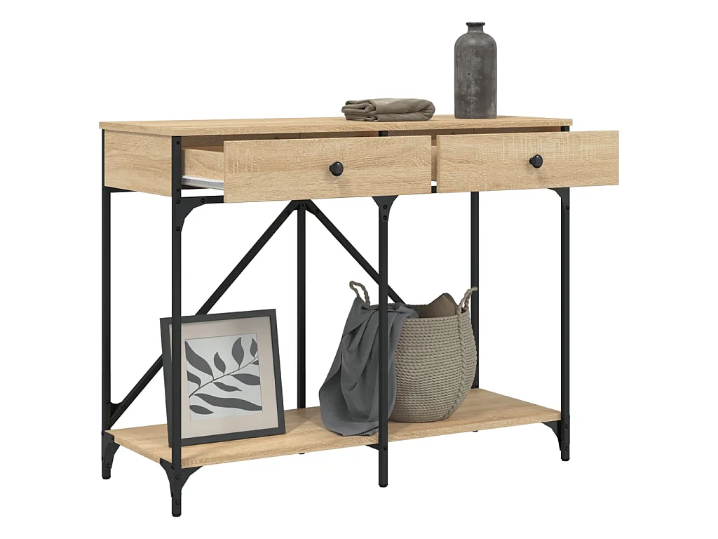 Table console chêne sonoma 100x39x78,5 cm bois d'ingénierie