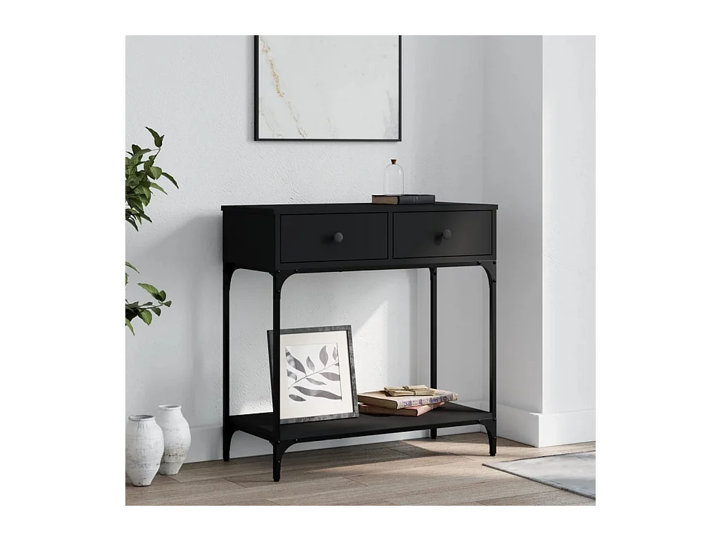 Table console noir 75x34,5x75 cm bois d'ingénierie