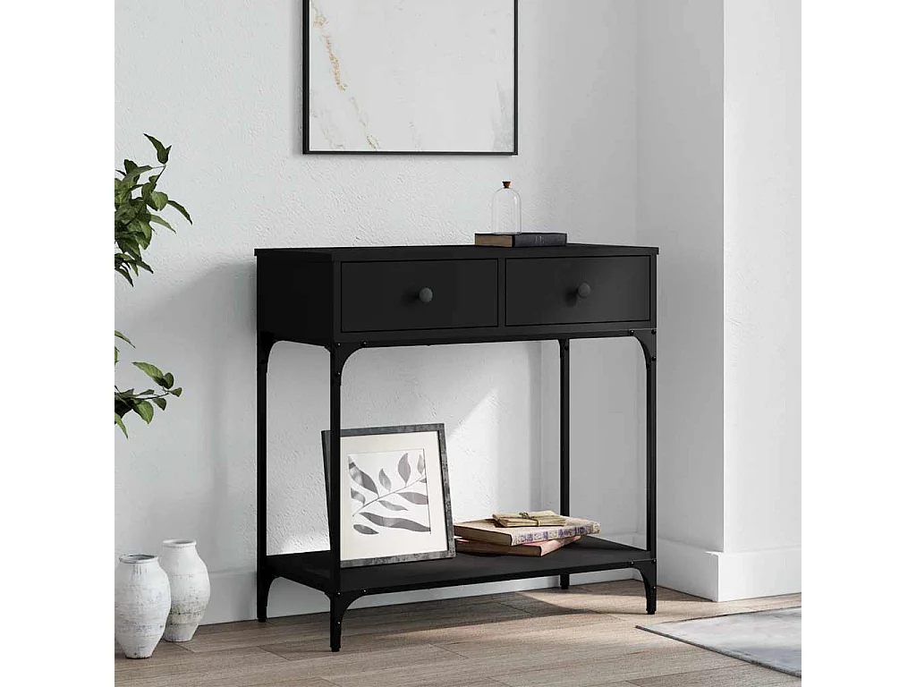 Tavolino Consolle Nero 75x34,5x75 cm in Legno Multistrato
