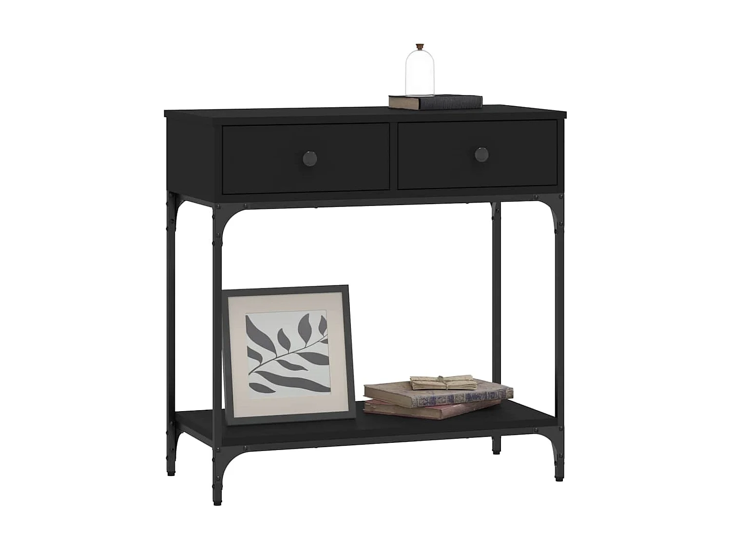 Tavolino Consolle Nero 75x34,5x75 cm in Legno Multistrato