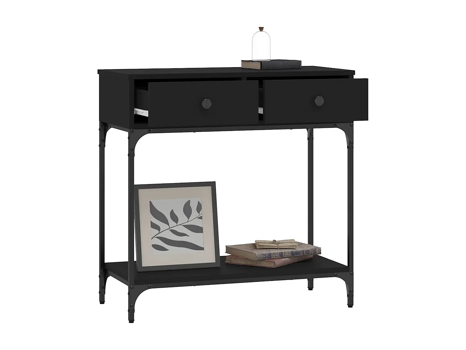 Tavolino Consolle Nero 75x34,5x75 cm in Legno Multistrato