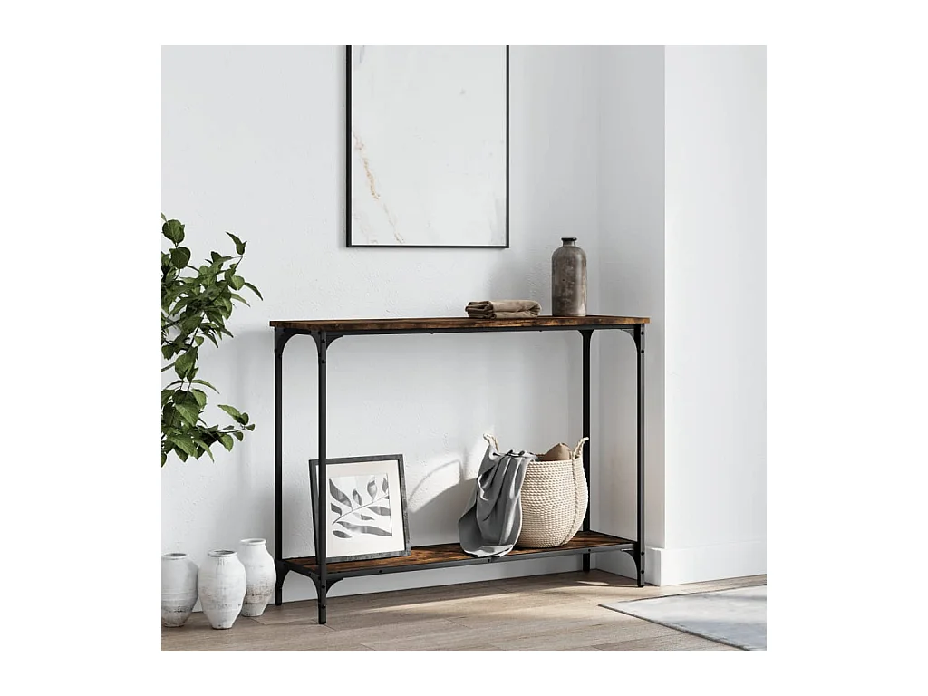 Table console chêne fumé 101x30,5x75 cm bois d'ingénierie