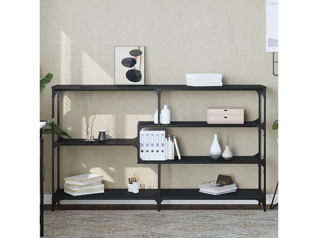 Mesa consola 160x32x95 cm derivados de madeira preto