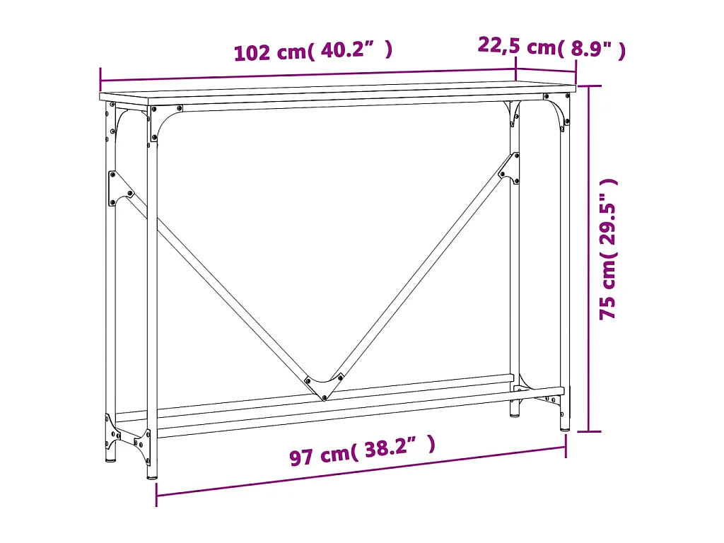 Konsolentisch Sonoma-Eiche 102x22,5x75 cm Holzwerkstoff