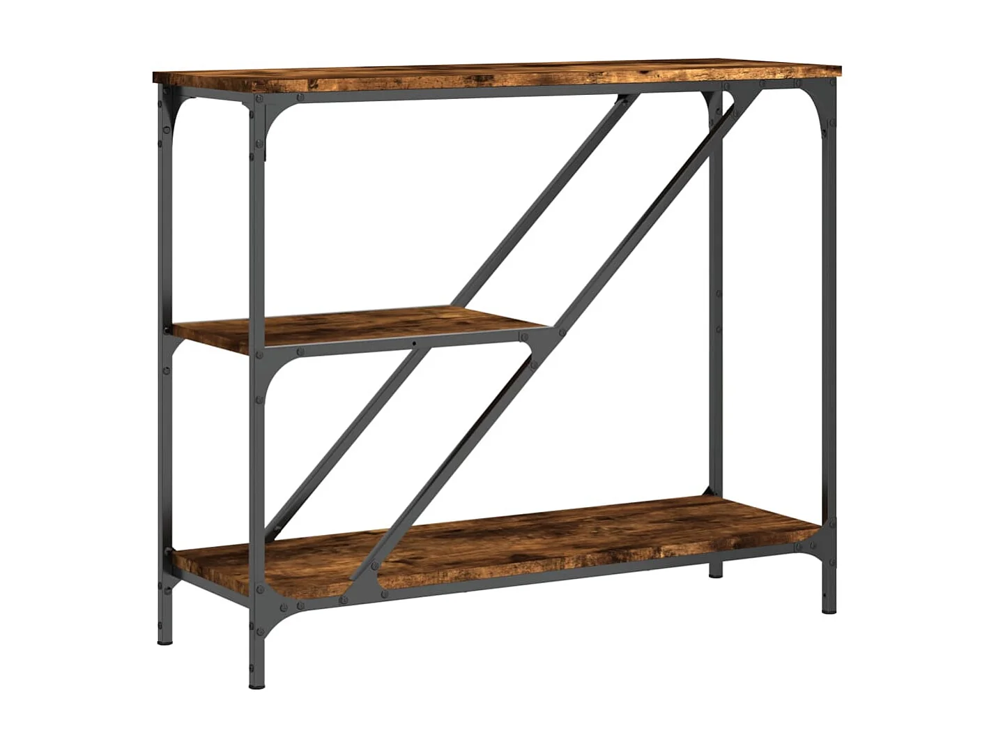 Table console chêne fumé 88,5x30x75 cm bois d'ingénierie