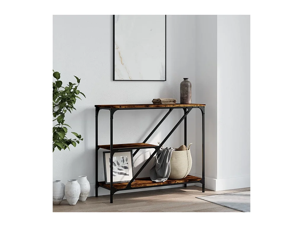 Table console chêne fumé 88,5x30x75 cm bois d'ingénierie