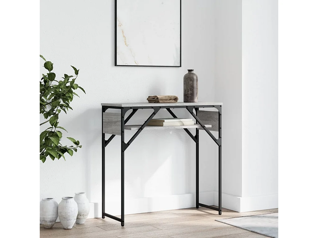 Table console avec étagère sonoma gris 75x30x75 cm