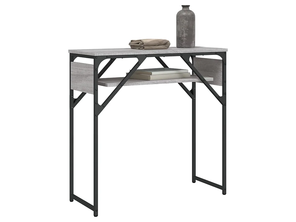 Table console avec étagère sonoma gris 75x30x75 cm