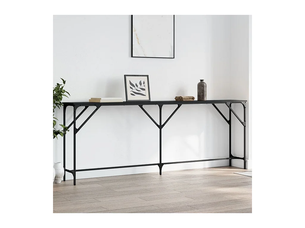 Table console noir 200x29x75 cm bois d'ingénierie