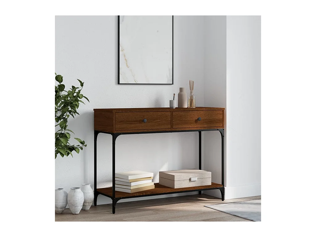 Table console chêne marron 100x34,5x75 cm bois d'ingénierie