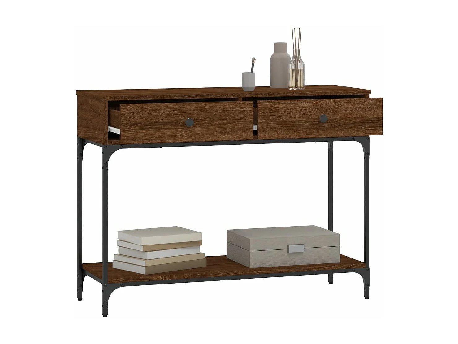 Table console chêne marron 100x34,5x75 cm bois d'ingénierie