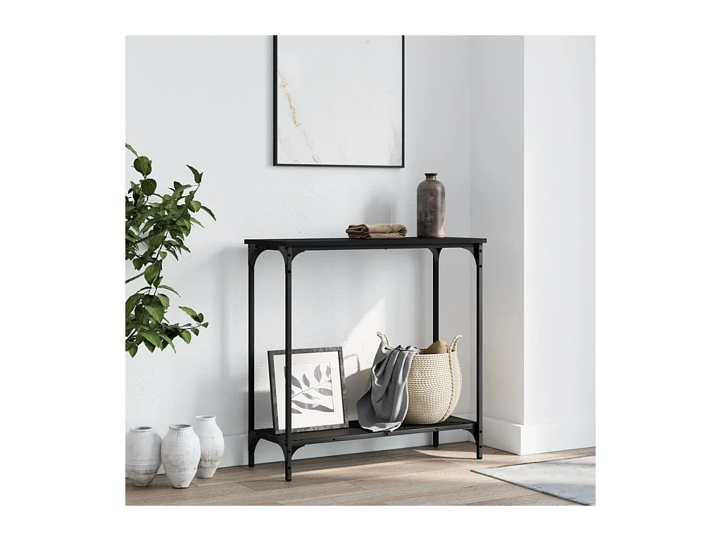 Table console noir 75x30,5x75 cm bois d'ingénierie
