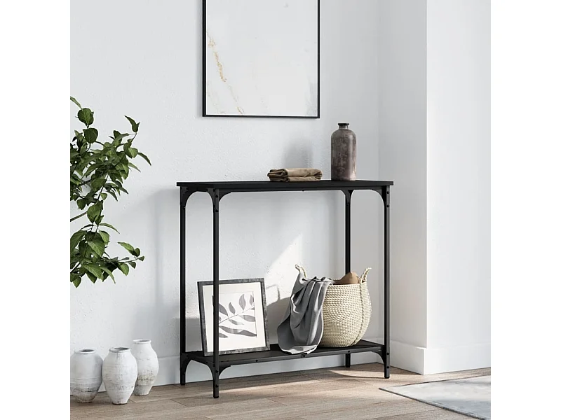 Tavolino Consolle Nero 75x30,5x75 cm in Legno Multistrato