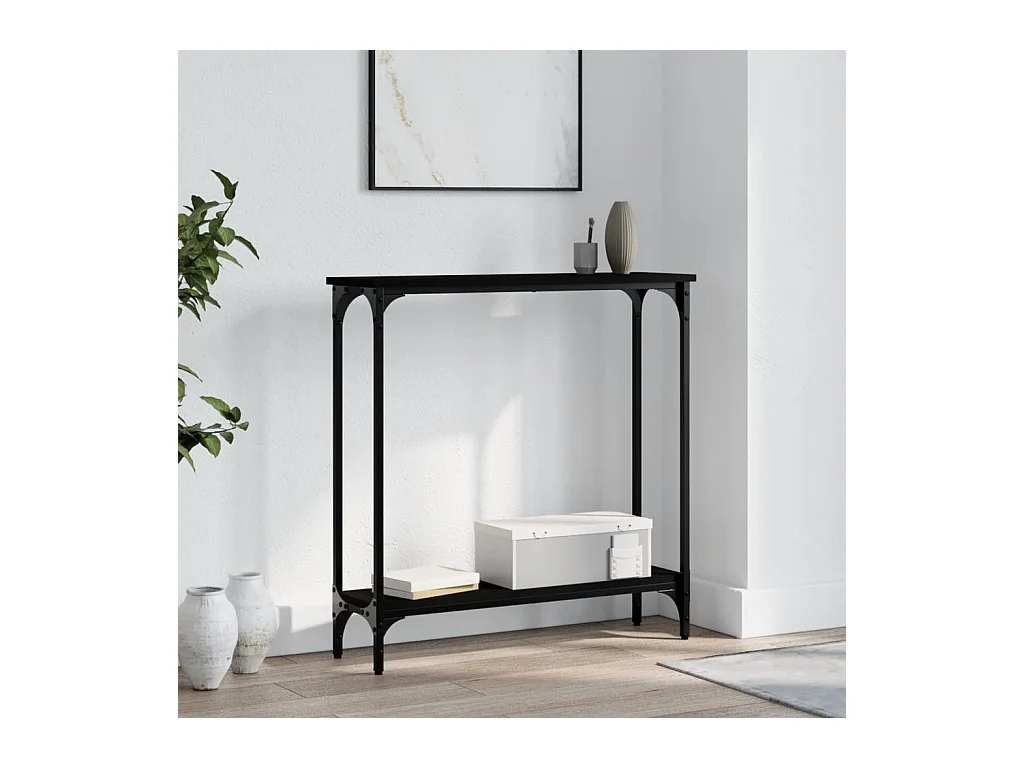 Table console noir 75x22,5x75 cm bois d'ingénierie