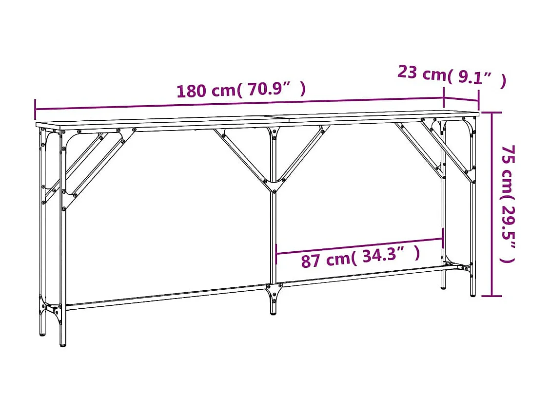 Konsolentisch Braun Eichen-Optik 180x23x75 cm Holzwerkstoff