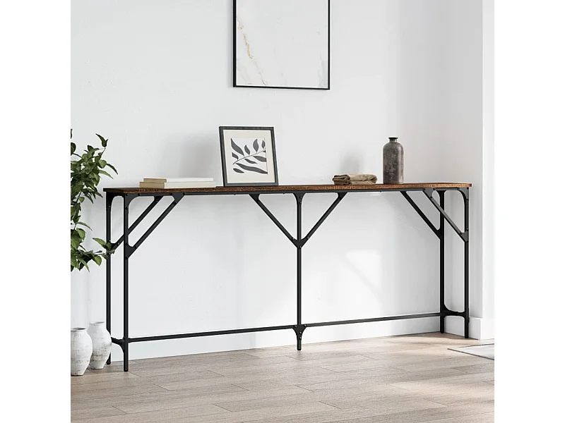 Table console chêne marron 180x23x75 cm bois d'ingénierie
