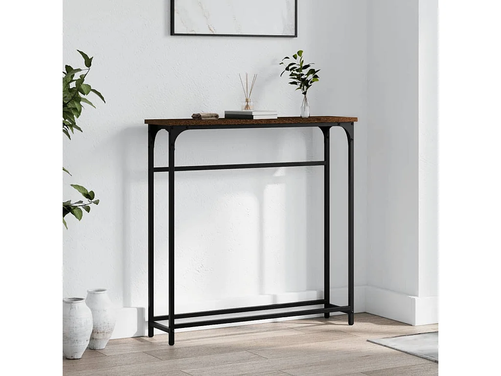 Table console chêne marron 75x19,5x75 cm bois d'ingénierie