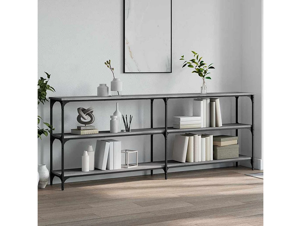 Table console sonoma gris 200x29x75 cm bois d'ingénierie