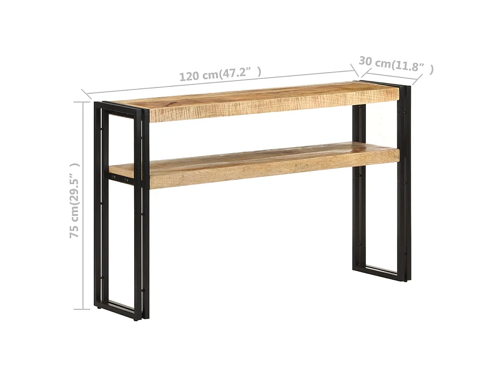 Table console 120x30x75 cm Bois de manguier brut
