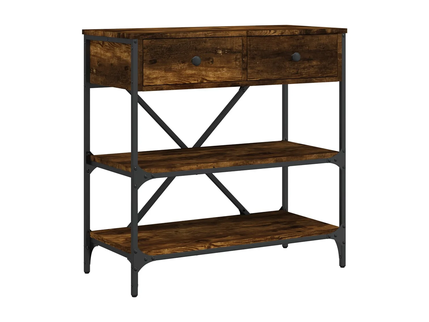Table console chêne fumé 75x34,5x75 cm bois d'ingénierie