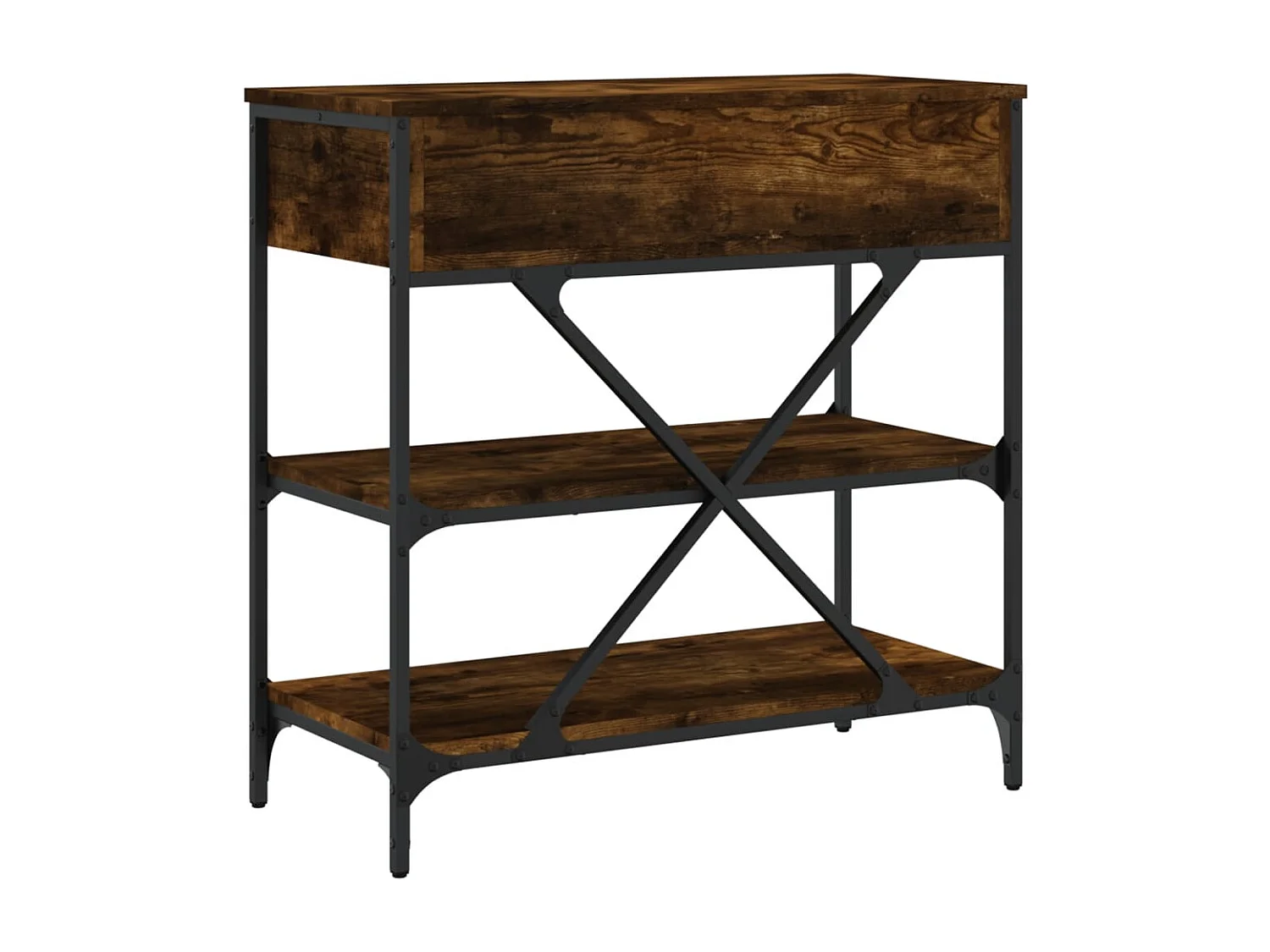 Table console chêne fumé 75x34,5x75 cm bois d'ingénierie