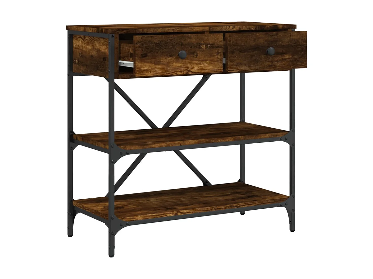 Table console chêne fumé 75x34,5x75 cm bois d'ingénierie