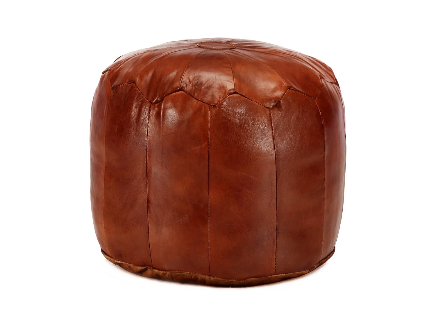 Pouf 40 x 35 cm Brun roux Cuir véritable de chèvre