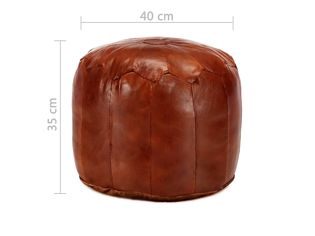 Poef 40x35 cm echt geitenleer tan