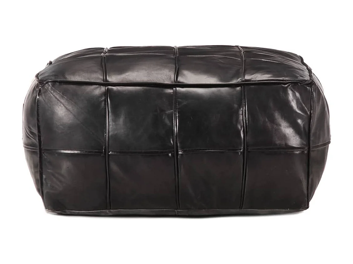 Pouf 60 x 60 x 30 cm Noir Cuir véritable de chèvre