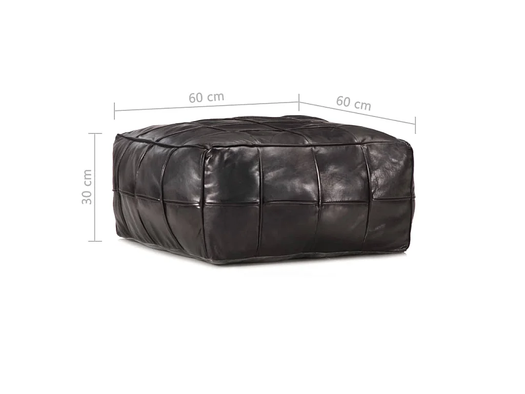 Poef 60x60x30 cm echt geitenleer zwart