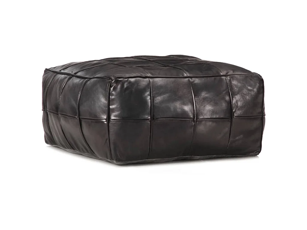 Pouf 60 x 60 x 30 cm Noir Cuir véritable de chèvre