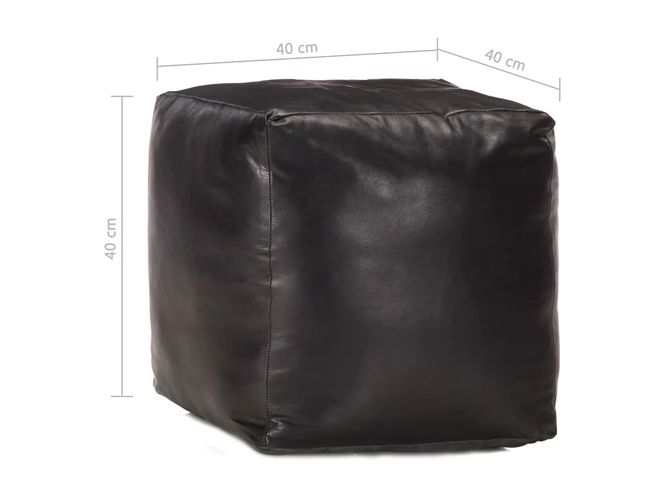 Pouf 40 x 40 x 40 cm Noir Cuir véritable de chèvre