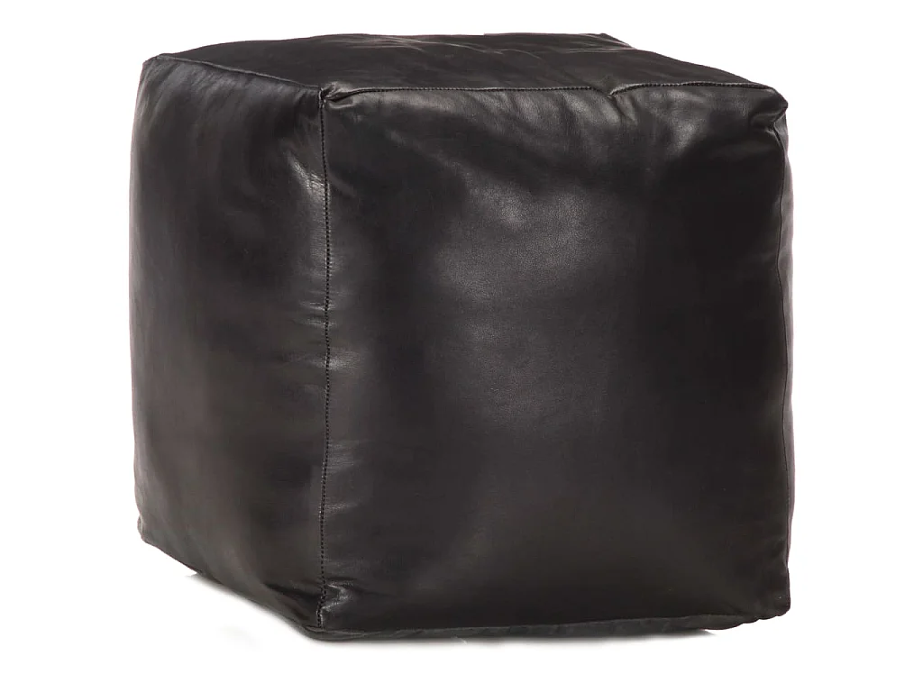Pouf 40 x 40 x 40 cm Noir Cuir véritable de chèvre