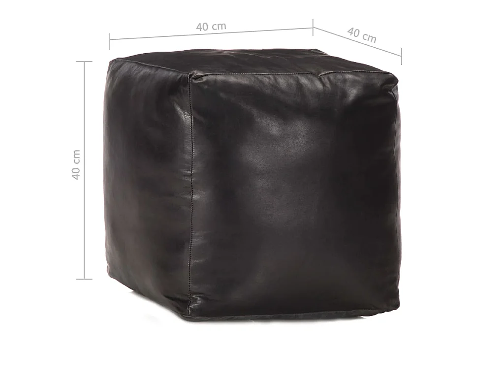 Pouf 40 x 40 x 40 cm Noir Cuir véritable de chèvre