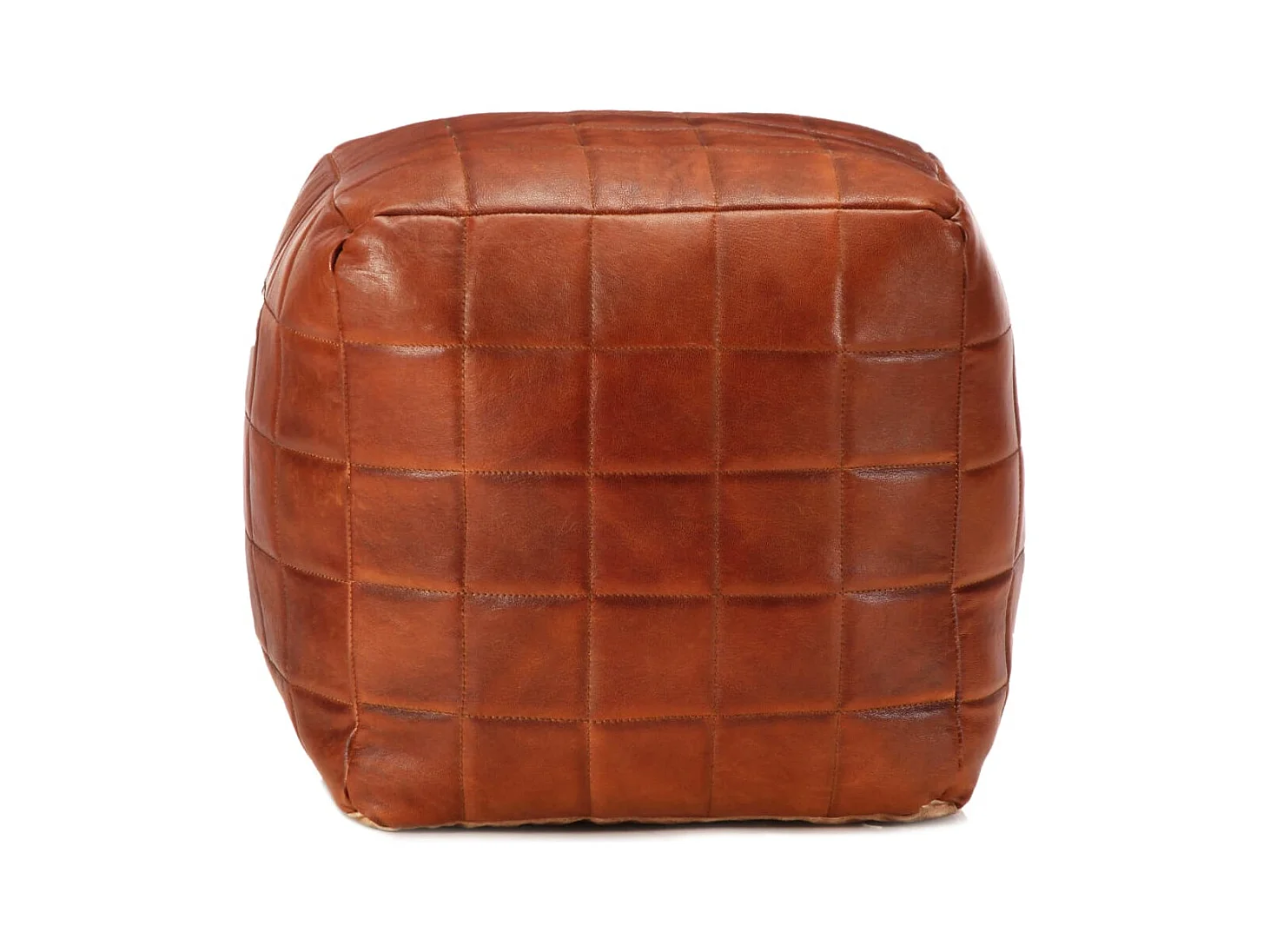 Pouf 40 x 40 x 40 cm Brun roux Cuir véritable de chèvre