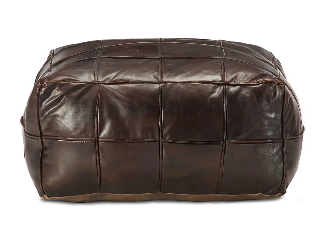 Pufe 60x60x30 cm couro de cabra genuíno castanho-escuro