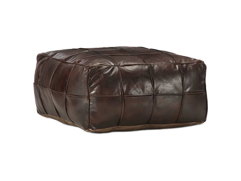 Poef 60x60x30 cm echt geitenleer donkerbruin